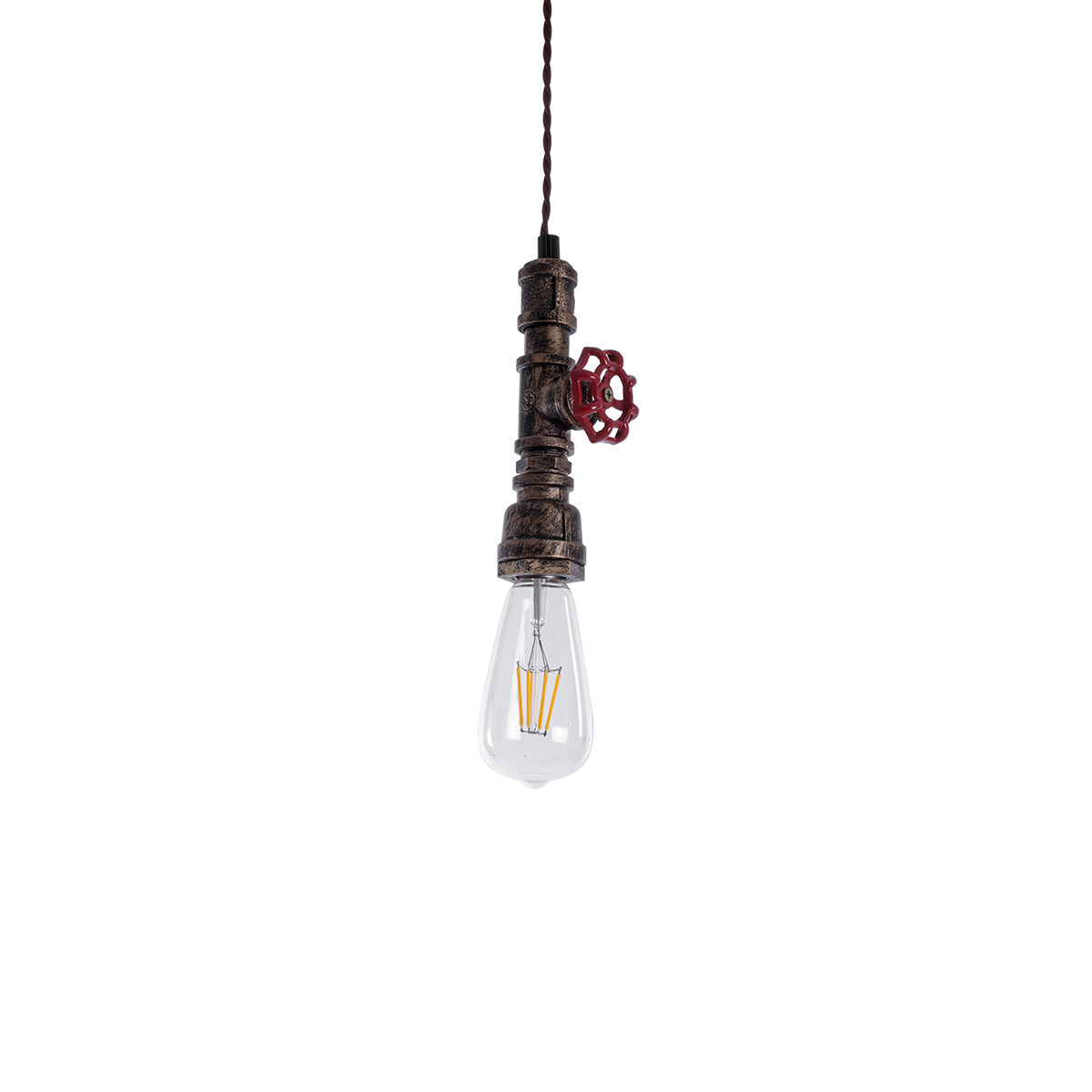 LEDTM® SPIGOT 01413 Vintage Κρεμαστό Φωτιστικό Οροφής με Ντουί 1 x E27 AC 220-240V IP20 - Χάλκινο & Κόκκινο - Μ5 x Π5 x Y20cm - Image 2