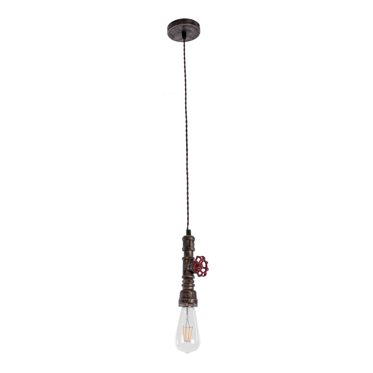 LEDTM® SPIGOT 01413 Vintage Κρεμαστό Φωτιστικό Οροφής με Ντουί 1 x E27 AC 220-240V IP20 - Χάλκινο & Κόκκινο - Μ5 x Π5 x Y20cm - Image 4