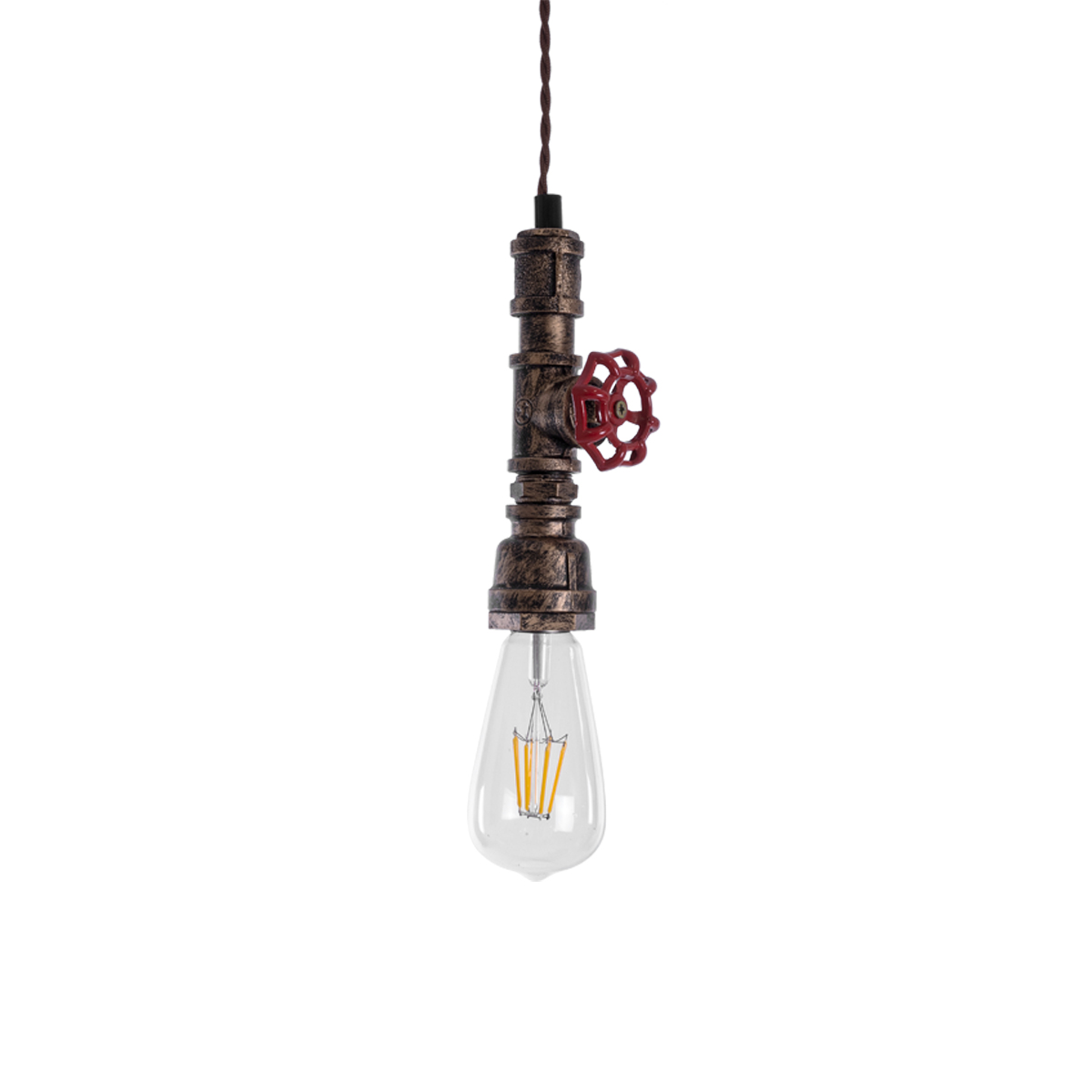 LEDTM® SPIGOT 01413 Vintage Κρεμαστό Φωτιστικό Οροφής με Ντουί 1 x E27 AC 220-240V IP20 - Χάλκινο & Κόκκινο - Μ5 x Π5 x Y20cm - Image 5