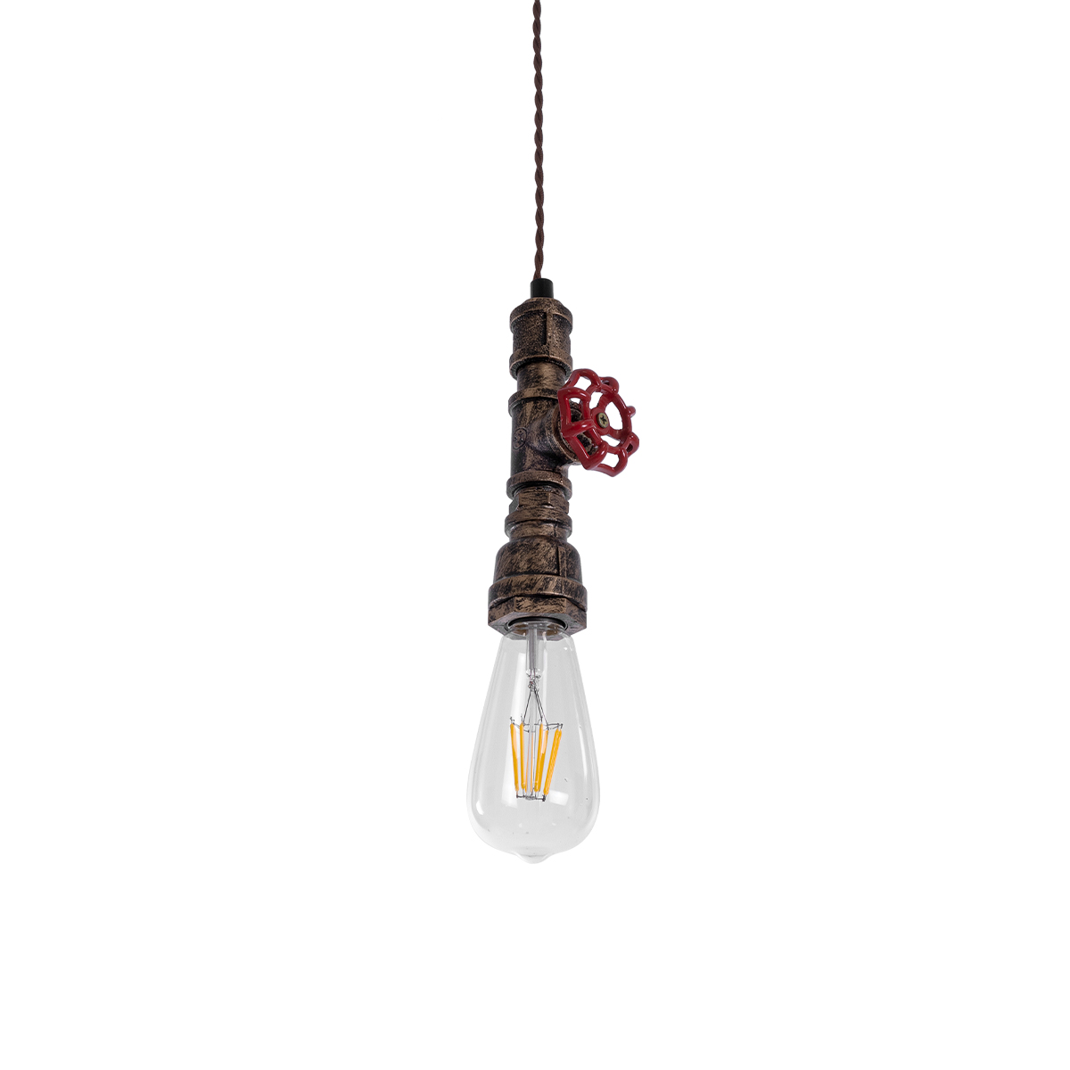 LEDTM® SPIGOT 01413 Vintage Κρεμαστό Φωτιστικό Οροφής με Ντουί 1 x E27 AC 220-240V IP20 - Χάλκινο & Κόκκινο - Μ5 x Π5 x Y20cm - Image 6