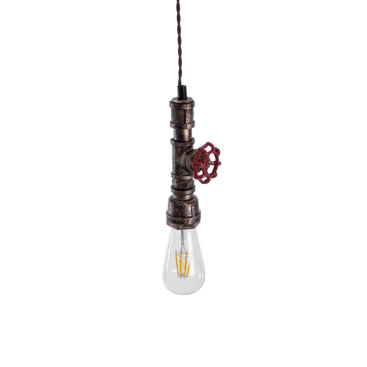LEDTM® SPIGOT 01413 Vintage Κρεμαστό Φωτιστικό Οροφής με Ντουί 1 x E27 AC 220-240V IP20 - Χάλκινο & Κόκκινο - Μ5 x Π5 x Y20cm - Image 7