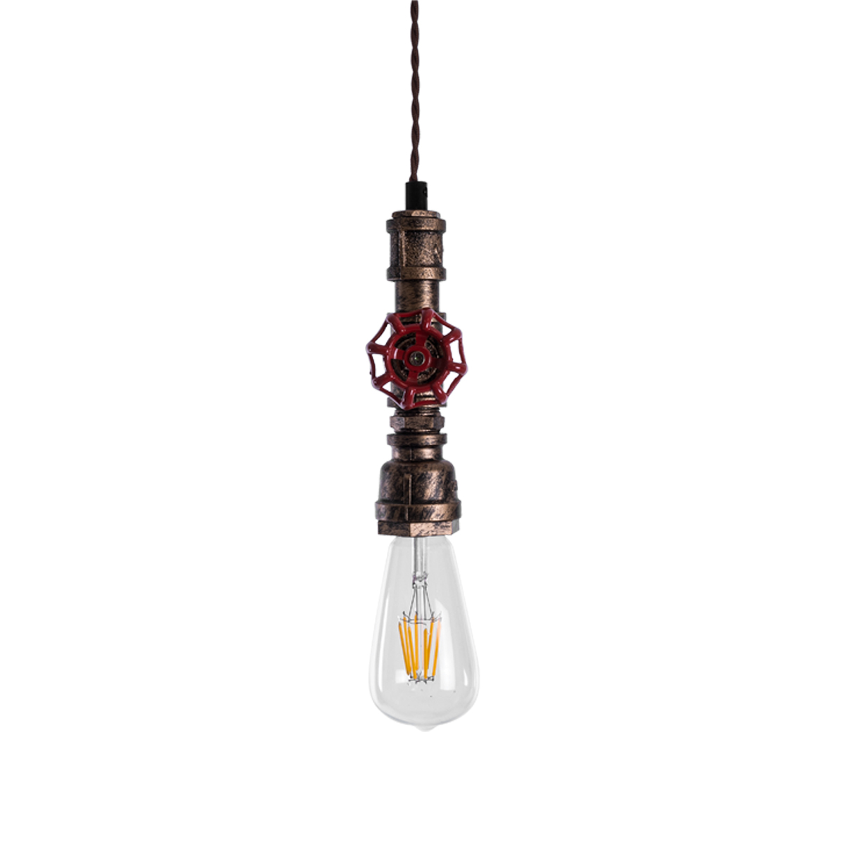 LEDTM® SPIGOT 01413 Vintage Κρεμαστό Φωτιστικό Οροφής με Ντουί 1 x E27 AC 220-240V IP20 - Χάλκινο & Κόκκινο - Μ5 x Π5 x Y20cm - Image 8