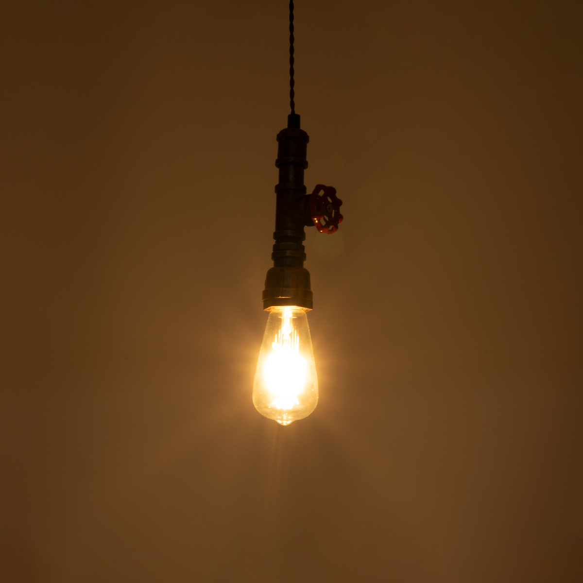 LEDTM® SPIGOT 01414 Vintage Κρεμαστό Φωτιστικό Οροφής με Ντουί 1 x E27 AC 220-240V IP20 - Καφέ & Κόκκινο - Μ5 x Π5 x Y20cm - Image 3