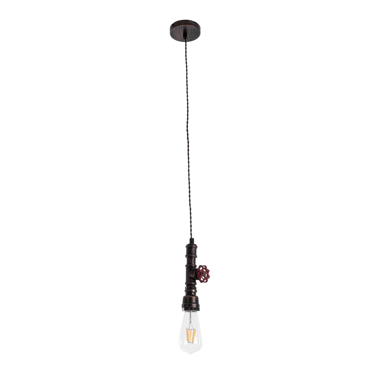 LEDTM® SPIGOT 01414 Vintage Κρεμαστό Φωτιστικό Οροφής με Ντουί 1 x E27 AC 220-240V IP20 - Καφέ & Κόκκινο - Μ5 x Π5 x Y20cm - Image 4
