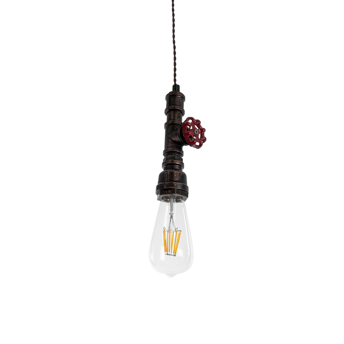 LEDTM® SPIGOT 01414 Vintage Κρεμαστό Φωτιστικό Οροφής με Ντουί 1 x E27 AC 220-240V IP20 - Καφέ & Κόκκινο - Μ5 x Π5 x Y20cm - Image 6