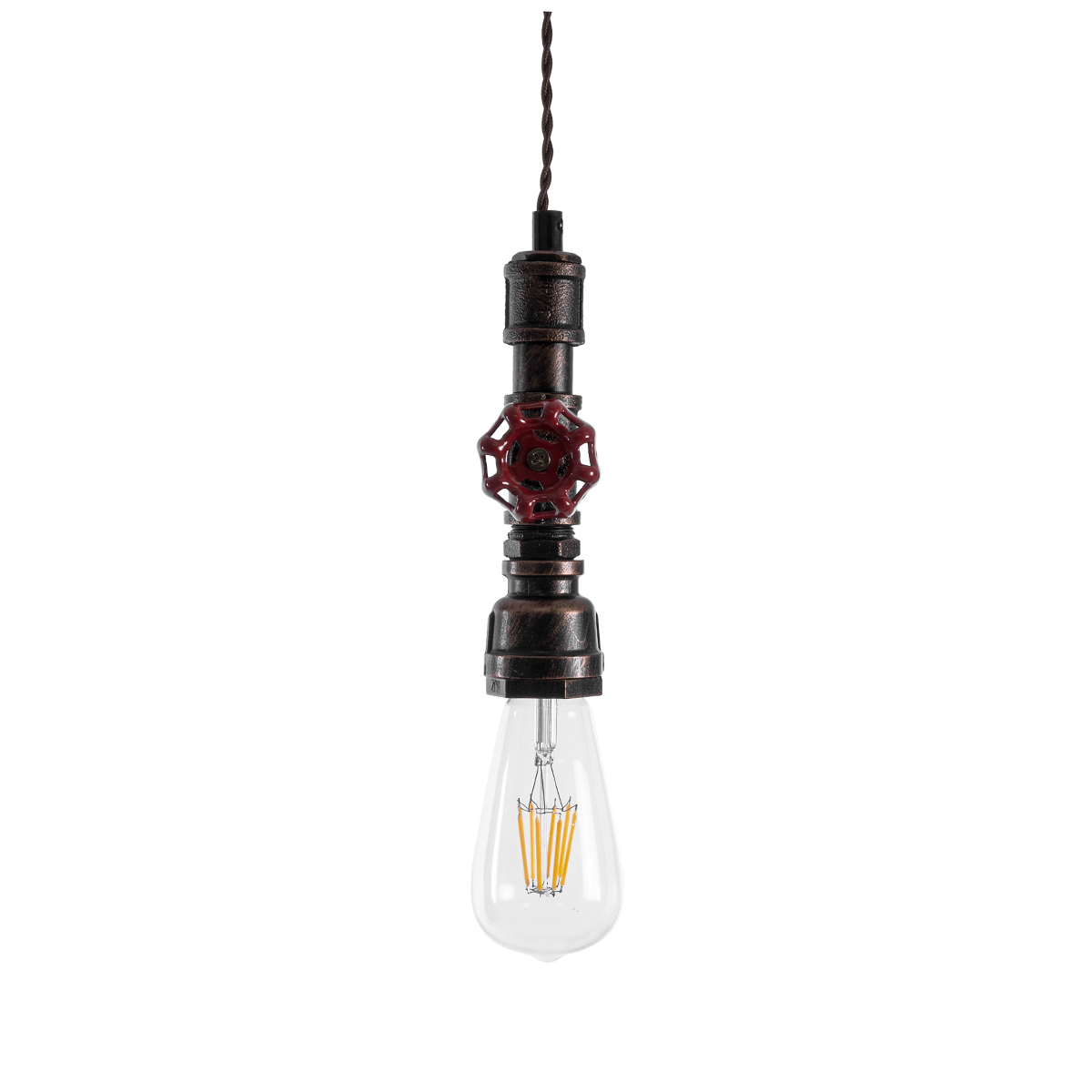 LEDTM® SPIGOT 01414 Vintage Κρεμαστό Φωτιστικό Οροφής με Ντουί 1 x E27 AC 220-240V IP20 - Καφέ & Κόκκινο - Μ5 x Π5 x Y20cm - Image 8