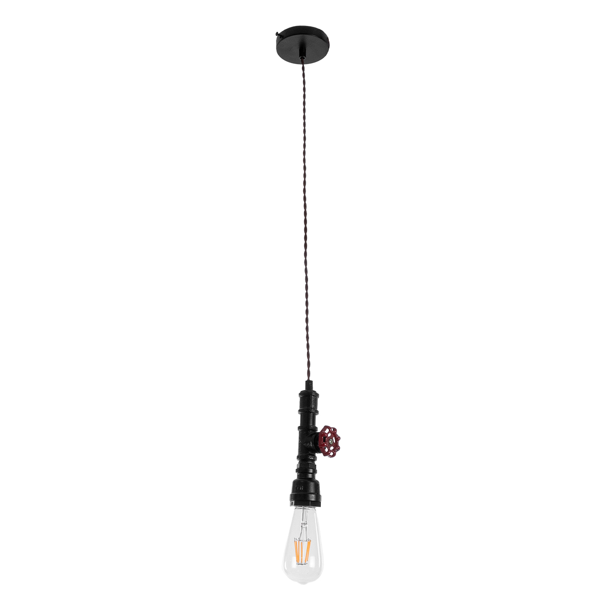 LEDTM® SPIGOT 01415 Vintage Κρεμαστό Φωτιστικό Οροφής με Ντουί 1 x E27 AC 220-240V IP20 - Μαύρο & Κόκκινο - Μ5 x Π5 x Y20cm - Image 4