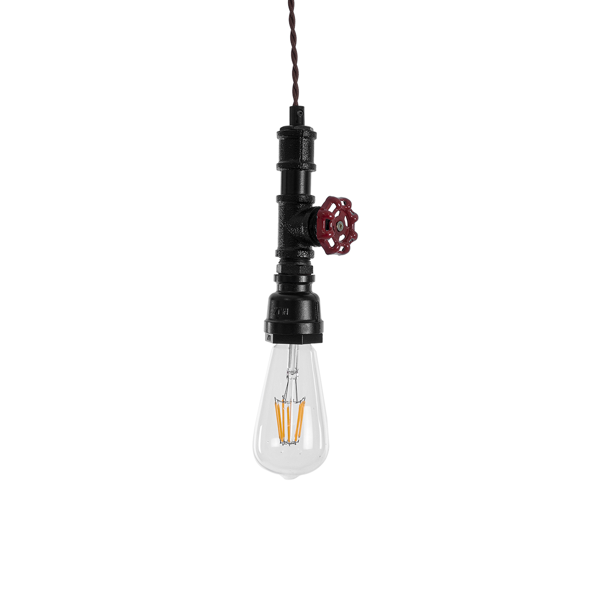 LEDTM® SPIGOT 01415 Vintage Κρεμαστό Φωτιστικό Οροφής με Ντουί 1 x E27 AC 220-240V IP20 - Μαύρο & Κόκκινο - Μ5 x Π5 x Y20cm - Image 5
