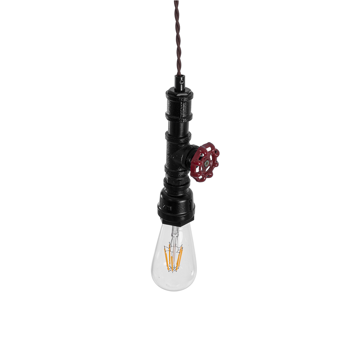 LEDTM® SPIGOT 01415 Vintage Κρεμαστό Φωτιστικό Οροφής με Ντουί 1 x E27 AC 220-240V IP20 - Μαύρο & Κόκκινο - Μ5 x Π5 x Y20cm - Image 7