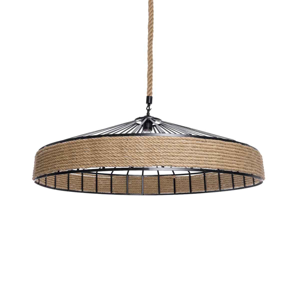 LEDTM® SAHARA 01416 Boho Κρεμαστό Φωτιστικό Οροφής με Ντουί 1 x E27 AC 220-240V IP20 - Μπεζ & Μαύρο - Μ80 x Π80 x Y25cm - Image 2