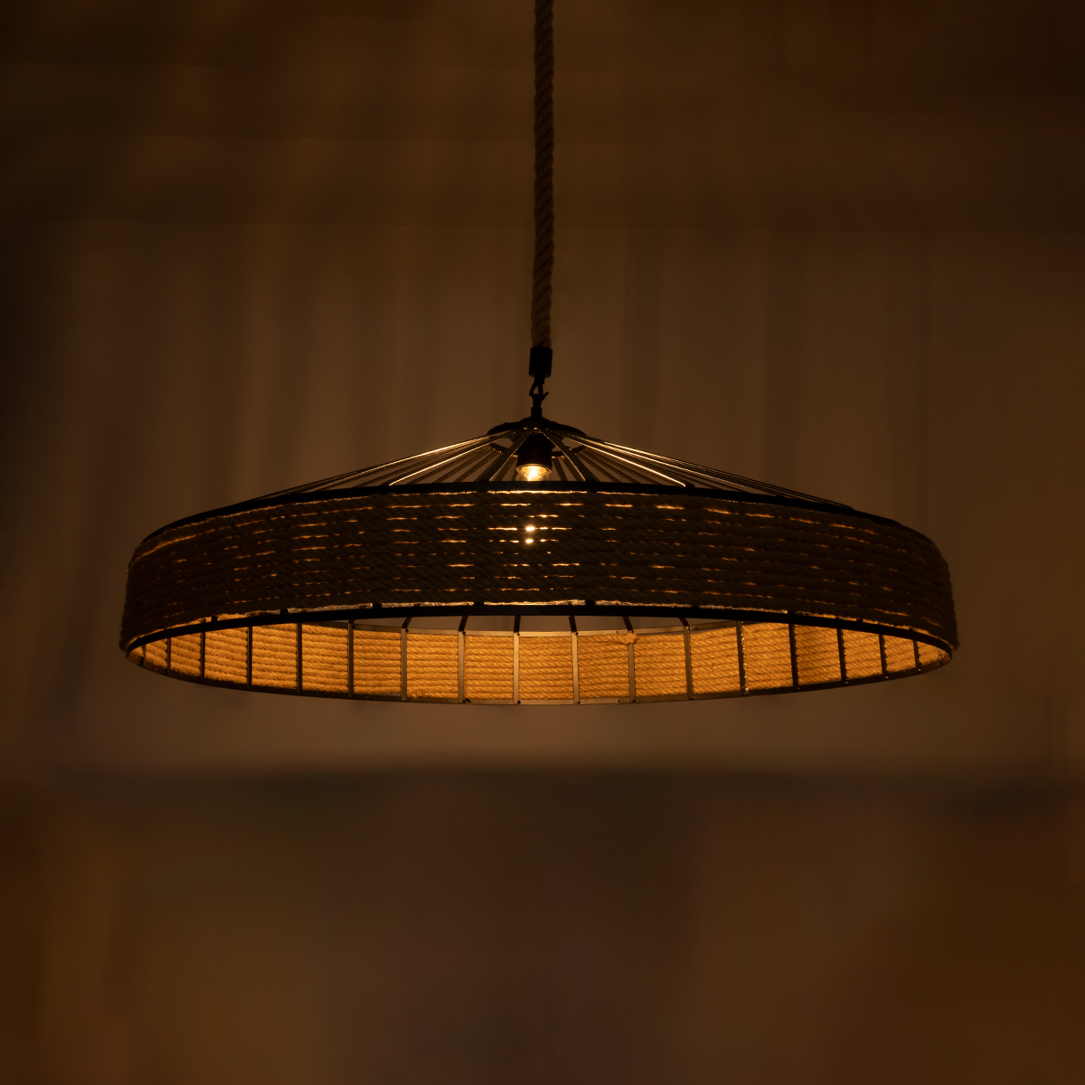 LEDTM® SAHARA 01416 Boho Κρεμαστό Φωτιστικό Οροφής με Ντουί 1 x E27 AC 220-240V IP20 - Μπεζ & Μαύρο - Μ80 x Π80 x Y25cm - Image 3