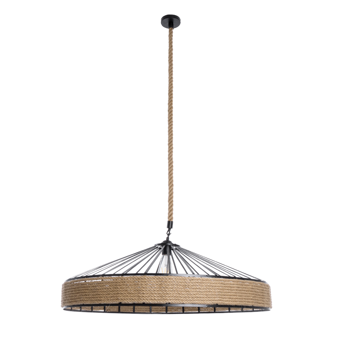 LEDTM® SAHARA 01416 Boho Κρεμαστό Φωτιστικό Οροφής με Ντουί 1 x E27 AC 220-240V IP20 - Μπεζ & Μαύρο - Μ80 x Π80 x Y25cm - Image 4