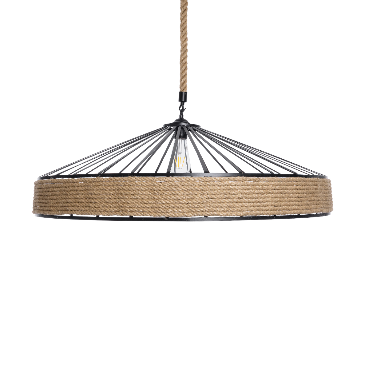 LEDTM® SAHARA 01416 Boho Κρεμαστό Φωτιστικό Οροφής με Ντουί 1 x E27 AC 220-240V IP20 - Μπεζ & Μαύρο - Μ80 x Π80 x Y25cm - Image 5