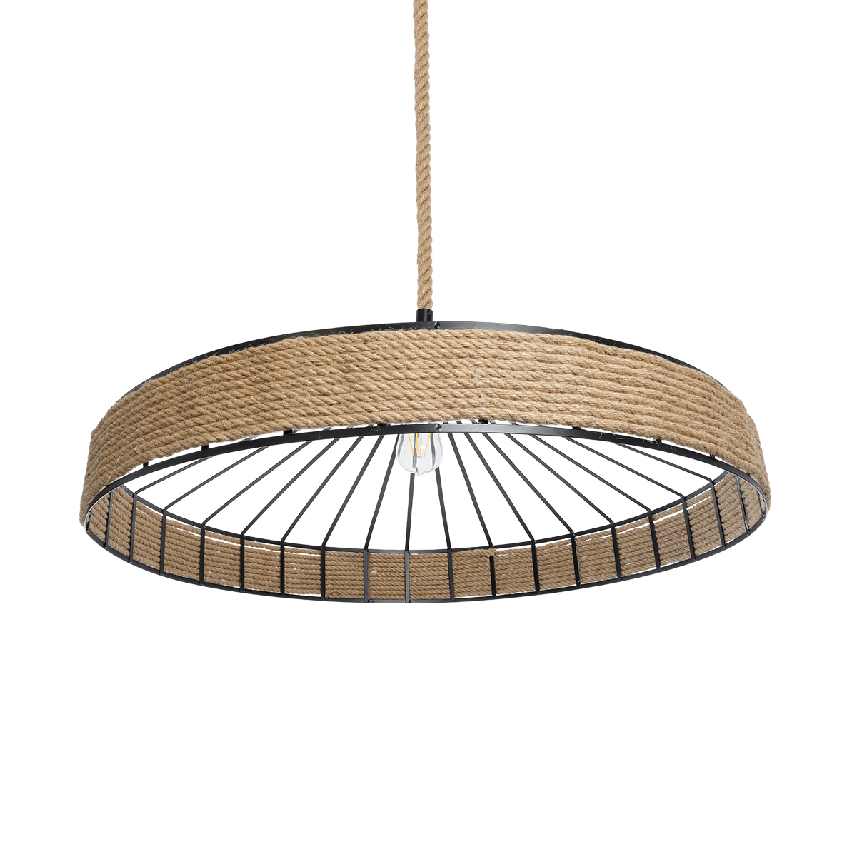LEDTM® SAHARA 01416 Boho Κρεμαστό Φωτιστικό Οροφής με Ντουί 1 x E27 AC 220-240V IP20 - Μπεζ & Μαύρο - Μ80 x Π80 x Y25cm - Image 6