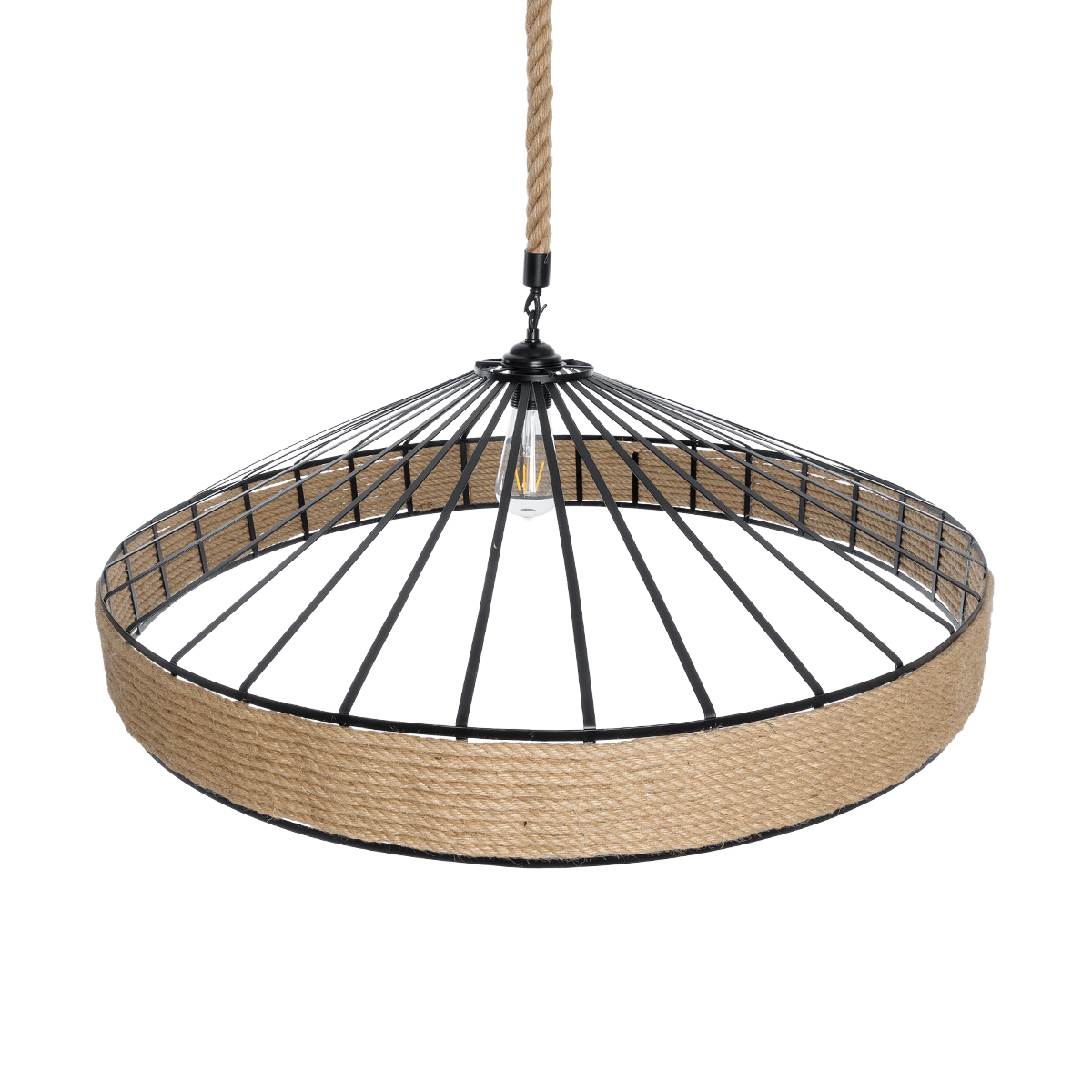 LEDTM® SAHARA 01416 Boho Κρεμαστό Φωτιστικό Οροφής με Ντουί 1 x E27 AC 220-240V IP20 - Μπεζ & Μαύρο - Μ80 x Π80 x Y25cm - Image 7