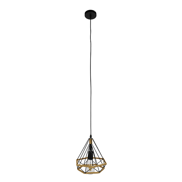 LEDTM® FLUTED 01421 Vintage Κρεμαστό Φωτιστικό Οροφής με Ντουί 1 x E27 AC 220-240V IP20 - Μαύρο & Μπεζ - Μ25 x Π25 x Y24cm - Image 2