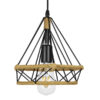 LEDTM® FLUTED 01421 Vintage Κρεμαστό Φωτιστικό Οροφής με Ντουί 1 x E27 AC 220-240V IP20 - Μαύρο & Μπεζ - Μ25 x Π25 x Y24cm - Image 3