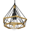 LEDTM® FLUTED 01421 Vintage Κρεμαστό Φωτιστικό Οροφής με Ντουί 1 x E27 AC 220-240V IP20 - Μαύρο & Μπεζ - Μ25 x Π25 x Y24cm - Image 4