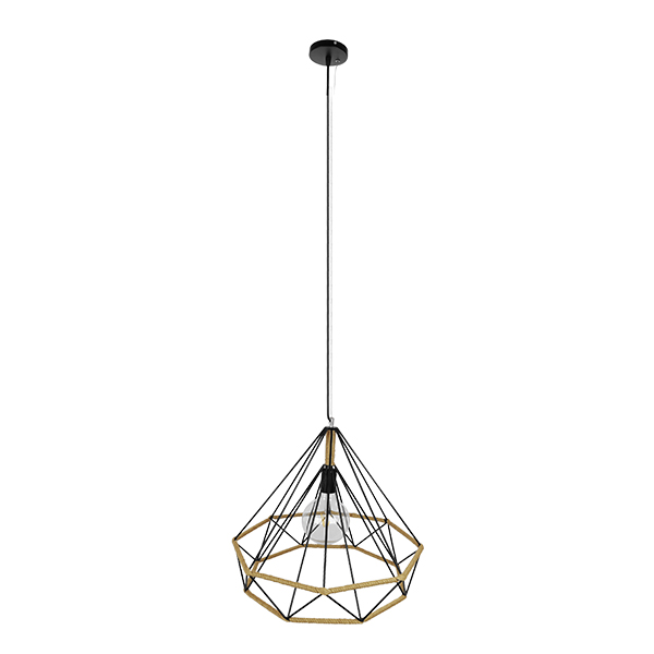 LEDTM® FLUTED 01422 Vintage Κρεμαστό Φωτιστικό Οροφής με Ντουί 1 x E27 AC 220-240V IP20 - Μαύρο & Μπεζ - Μ50 x Π50 x Y44cm - Image 2