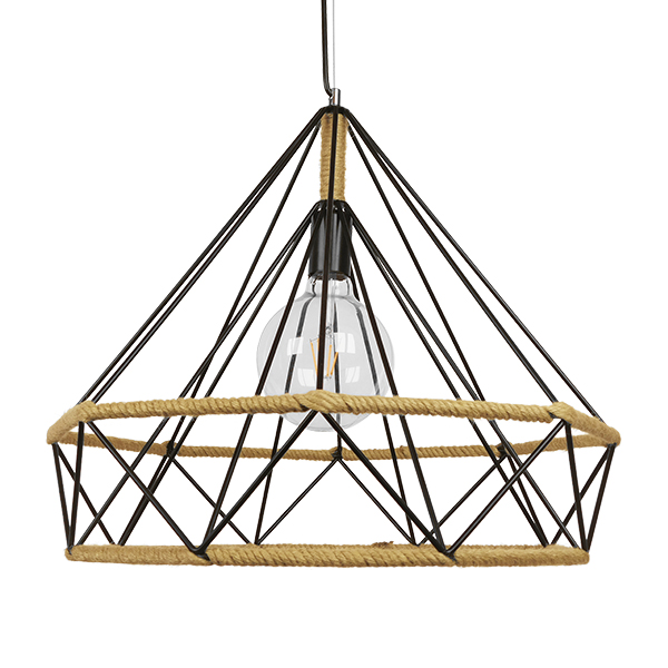 LEDTM® FLUTED 01422 Vintage Κρεμαστό Φωτιστικό Οροφής με Ντουί 1 x E27 AC 220-240V IP20 - Μαύρο & Μπεζ - Μ50 x Π50 x Y44cm - Image 3