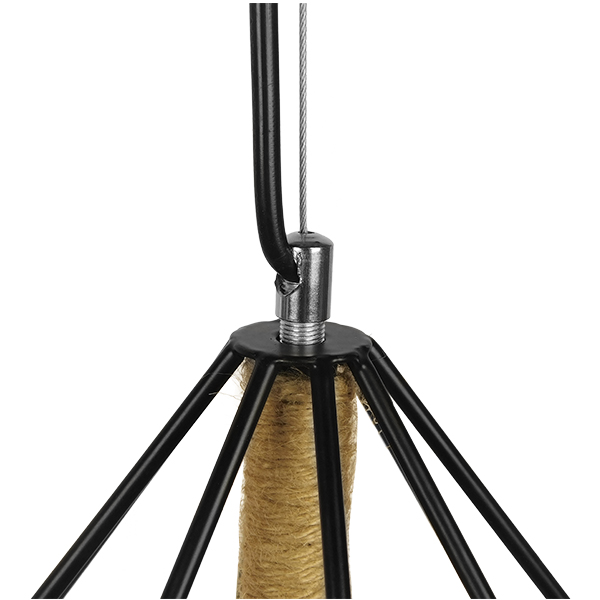 LEDTM® FLUTED 01422 Vintage Κρεμαστό Φωτιστικό Οροφής με Ντουί 1 x E27 AC 220-240V IP20 - Μαύρο & Μπεζ - Μ50 x Π50 x Y44cm - Image 6