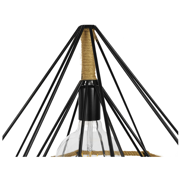 LEDTM® FLUTED 01422 Vintage Κρεμαστό Φωτιστικό Οροφής με Ντουί 1 x E27 AC 220-240V IP20 - Μαύρο & Μπεζ - Μ50 x Π50 x Y44cm - Image 7