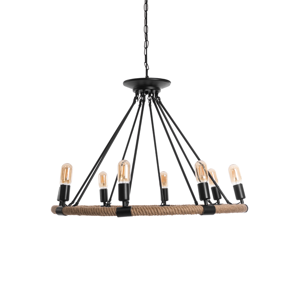 LEDTM® MILLBANK 01423 Vintage Κρεμαστό Φωτιστικό Οροφής με Ντουί 8 x E27 AC 220-240V IP20 - Μαύρο & Μπεζ - Μ80 x Π80 x Y54cm - Image 5