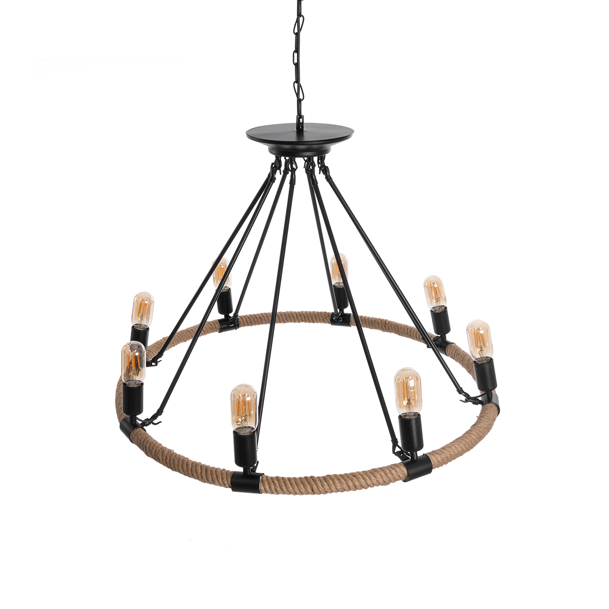 LEDTM® MILLBANK 01423 Vintage Κρεμαστό Φωτιστικό Οροφής με Ντουί 8 x E27 AC 220-240V IP20 - Μαύρο & Μπεζ - Μ80 x Π80 x Y54cm - Image 7