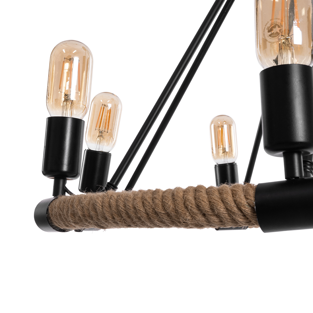 LEDTM® MILLBANK 01423 Vintage Κρεμαστό Φωτιστικό Οροφής με Ντουί 8 x E27 AC 220-240V IP20 - Μαύρο & Μπεζ - Μ80 x Π80 x Y54cm - Image 9