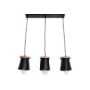 LEDTM® LANA 01425 Μοντέρνο Κρεμαστό Φωτιστικό Οροφής με Ντουί 3 x E27 AC 220-240V IP20 - Μαύρο & Καφέ - Μ60 x Π13 x Υ18cm - Image 2
