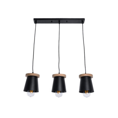Alternative view of LEDTM® LANA 01425 Μοντέρνο Κρεμαστό Φωτιστικό Οροφής με Ντουί 3 x E27 AC 220-240V IP20 - Μαύρο & Καφέ - Μ60 x Π13 x Υ18cm