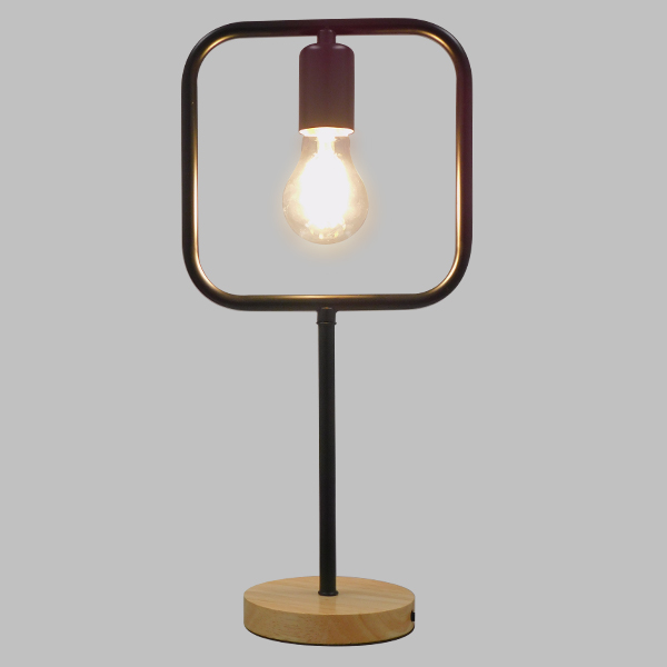 LEDTM® HONOR SQUARE 01435 Μοντέρνο Επιτραπέζιο Φωτιστικό Πορτατίφ με Ντουί 1 x E27 AC 220-240V IP20 - Μαύρο & Μπεζ - M20 x Π20 x Υ42cm - Image 2