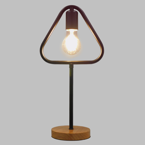 LEDTM® HONOR TRIANGLE 01436 Μοντέρνο Επιτραπέζιο Φωτιστικό Πορτατίφ με Ντουί 1 x E27 AC 220-240V IP20 - Μαύρο & Μπεζ - M20 x Π20 x Υ40cm - Image 2