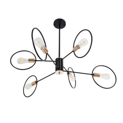 Alternative view of LEDTM® NEXUS 01446 Μοντέρνο Φωτιστικό Οροφής με Ντουί 6 x E27 AC 220-240V IP20 - Μαύρο & Χάλκινο - Μ105 x Π105 x Υ70cm