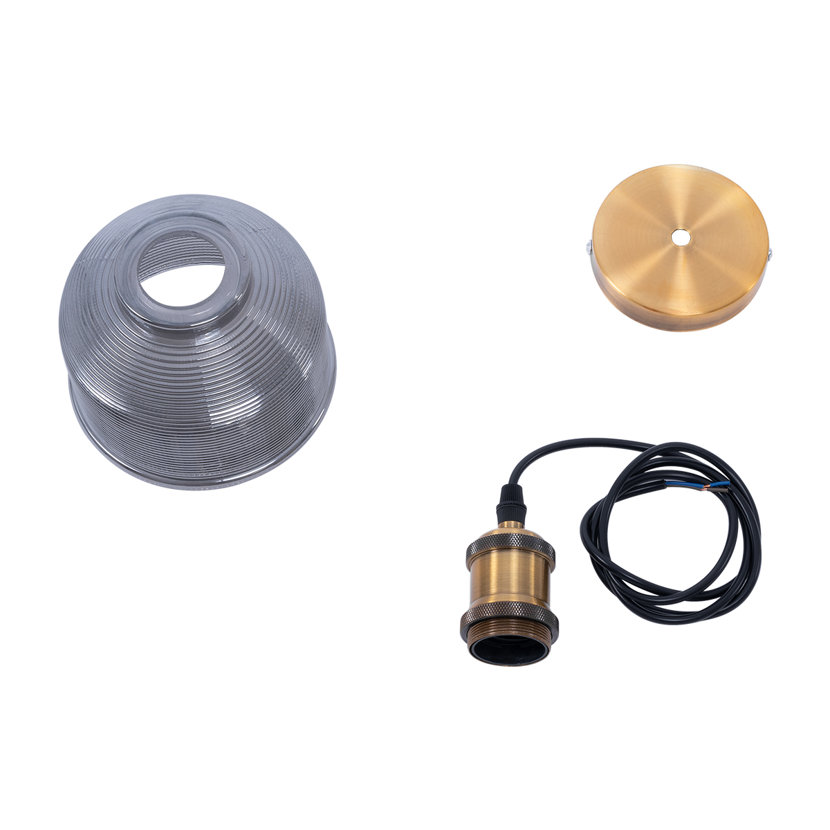 LEDTM® SEGRETO 01449 Vintage Κρεμαστό Φωτιστικό Οροφής με Ντουί 1 x E27 AC 220-240V IP20 - Γκρι & Χρυσό - Μ14 x Π14 x Υ18cm - Image 9