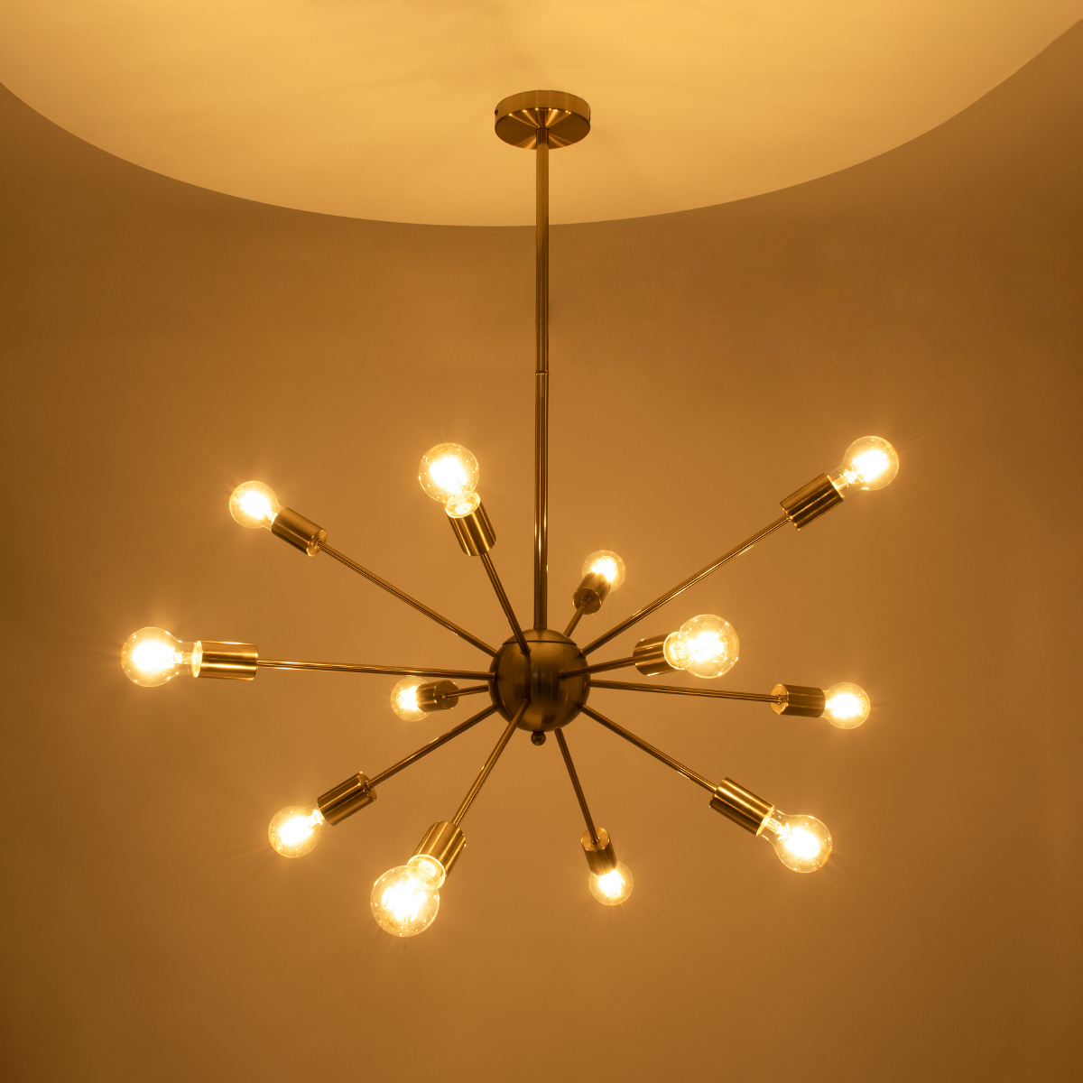 LEDTM® MILANO 01485 Μοντέρνο Φωτιστικό Οροφής με Ντουί 12 x E27 AC 220-240V IP20 - Χρυσό - Μ80 x Π80 x Υ80cm - Image 3