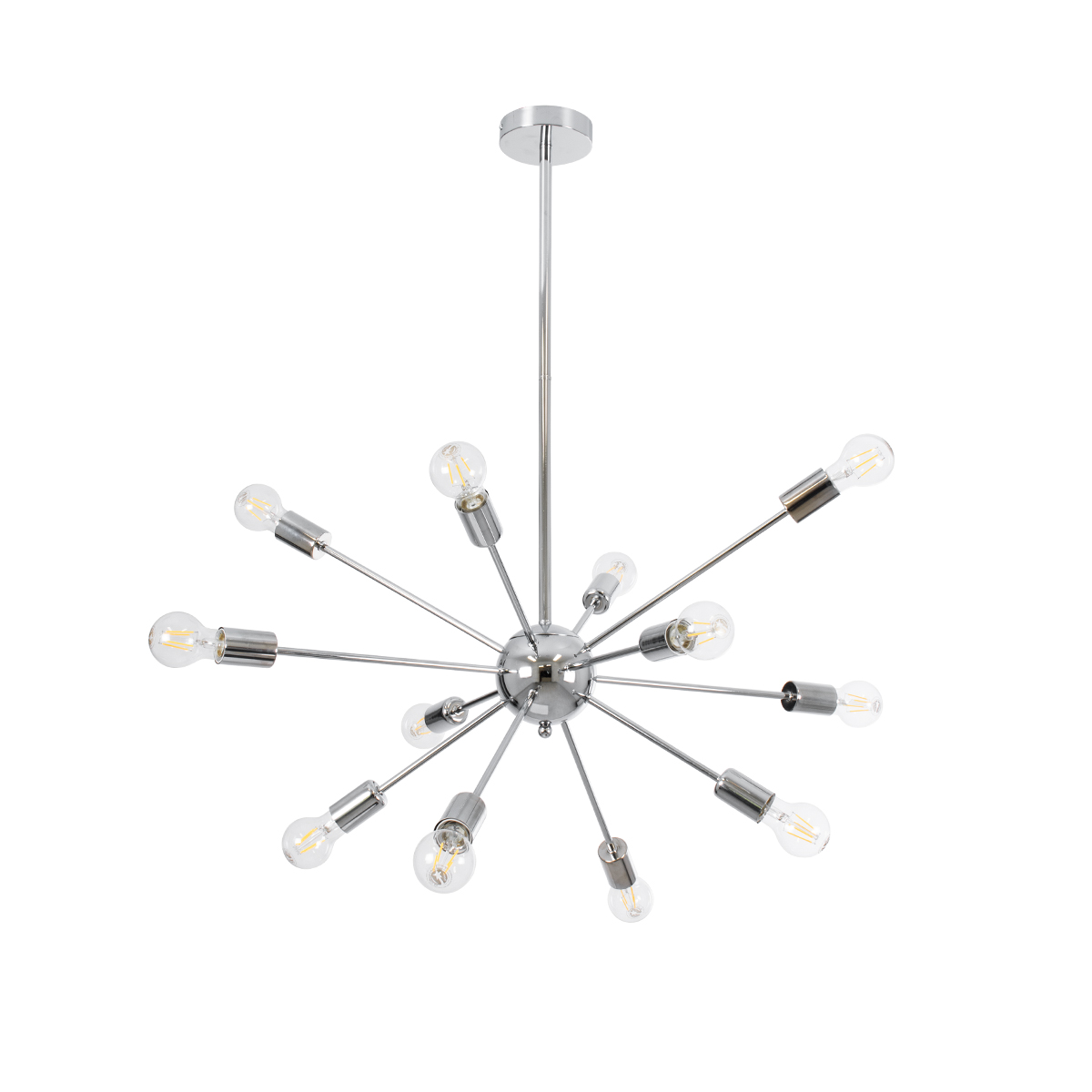 LEDTM® MILANO 01487 Μοντέρνο Φωτιστικό Οροφής με Ντουί 12 x E27 AC 220-240V IP20 - Ασημί - Μ80 x Π80 x Υ80cm - Image 2