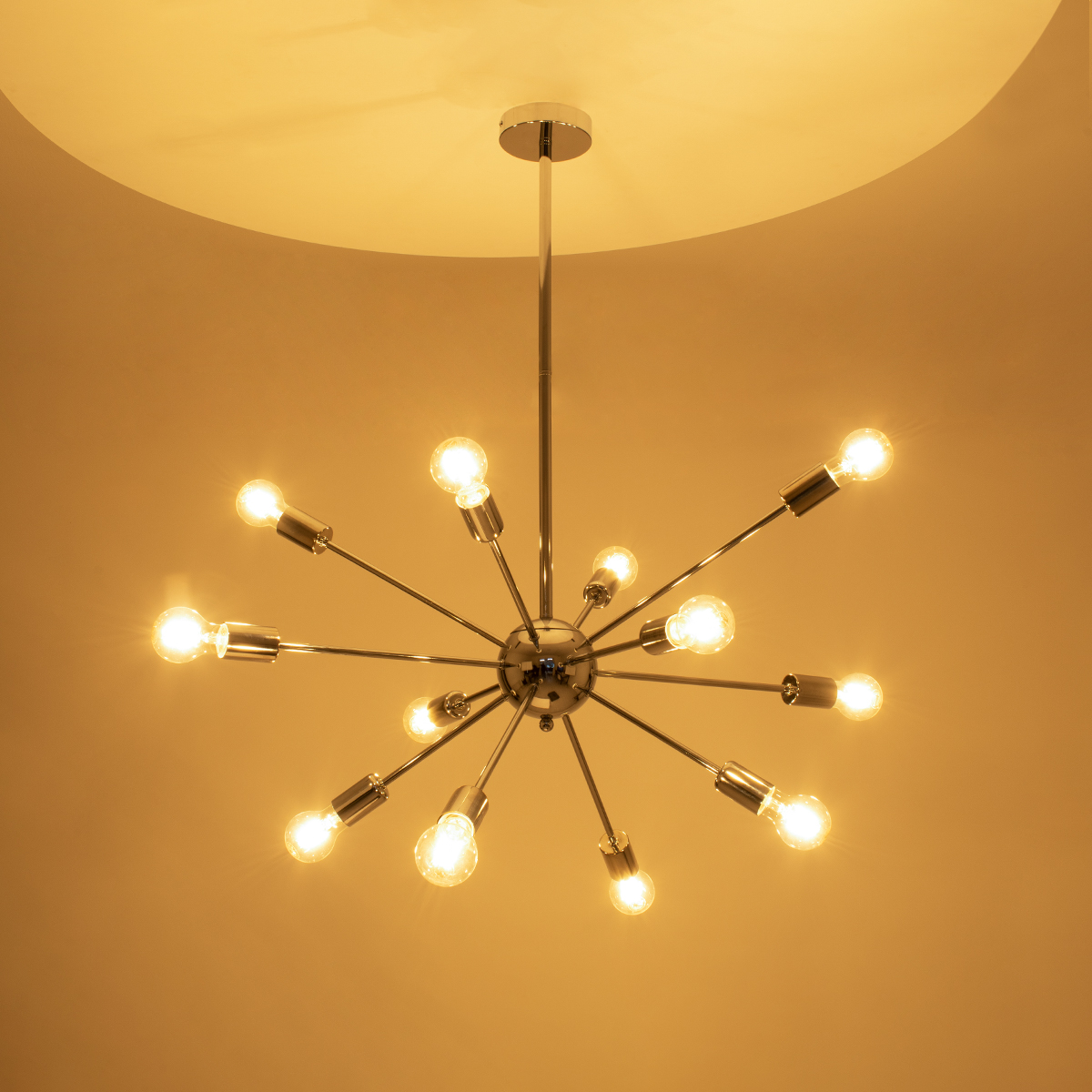 LEDTM® MILANO 01487 Μοντέρνο Φωτιστικό Οροφής με Ντουί 12 x E27 AC 220-240V IP20 - Ασημί - Μ80 x Π80 x Υ80cm - Image 3
