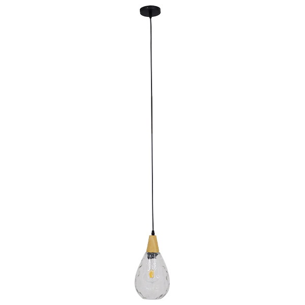 LEDTM® NOAH 01491 Μοντέρνο Κρεμαστό Φωτιστικό Οροφής με Ντουί 1 x E27 AC 220-240V IP20 - Διάφανο & Μπεζ - Μ16 x Π16 x Υ30cm - Image 2