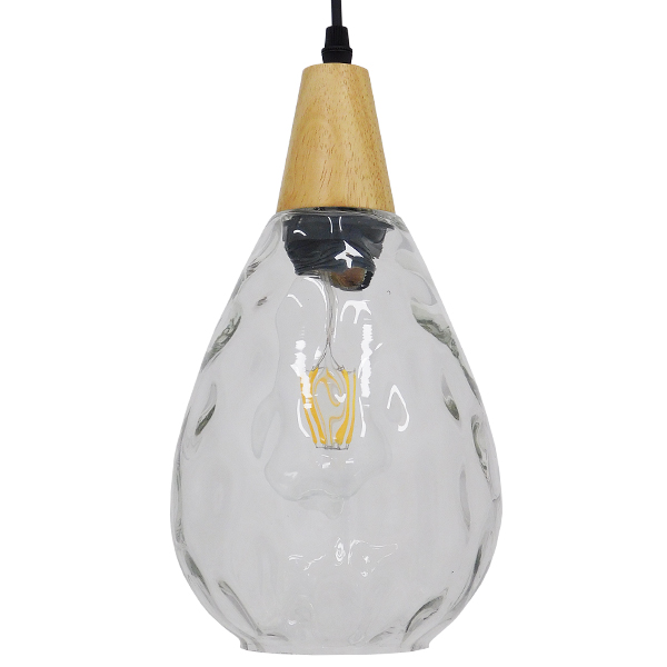 LEDTM® NOAH 01491 Μοντέρνο Κρεμαστό Φωτιστικό Οροφής με Ντουί 1 x E27 AC 220-240V IP20 - Διάφανο & Μπεζ - Μ16 x Π16 x Υ30cm - Image 4