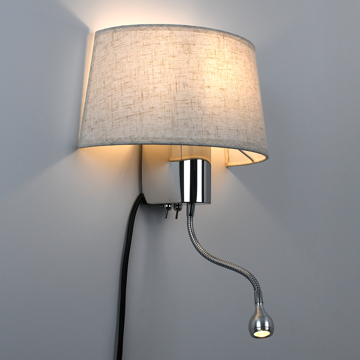 LEDTM® ELEGANT 01493 Μοντέρνο Φωτιστικό Τοίχου - Απλίκα Ξενοδοχείου Reading Light με Ντουί 1 x E27 LED 3W 360lm 36° AC 220-240V IP20 Θερμό Λευκό 2700K - Bridgelux COB Chip - Ασημί & Λευκό - Μ26 x Π16.5 x Υ33cm - 2 Χρόνια Εγγύηση - Image 3