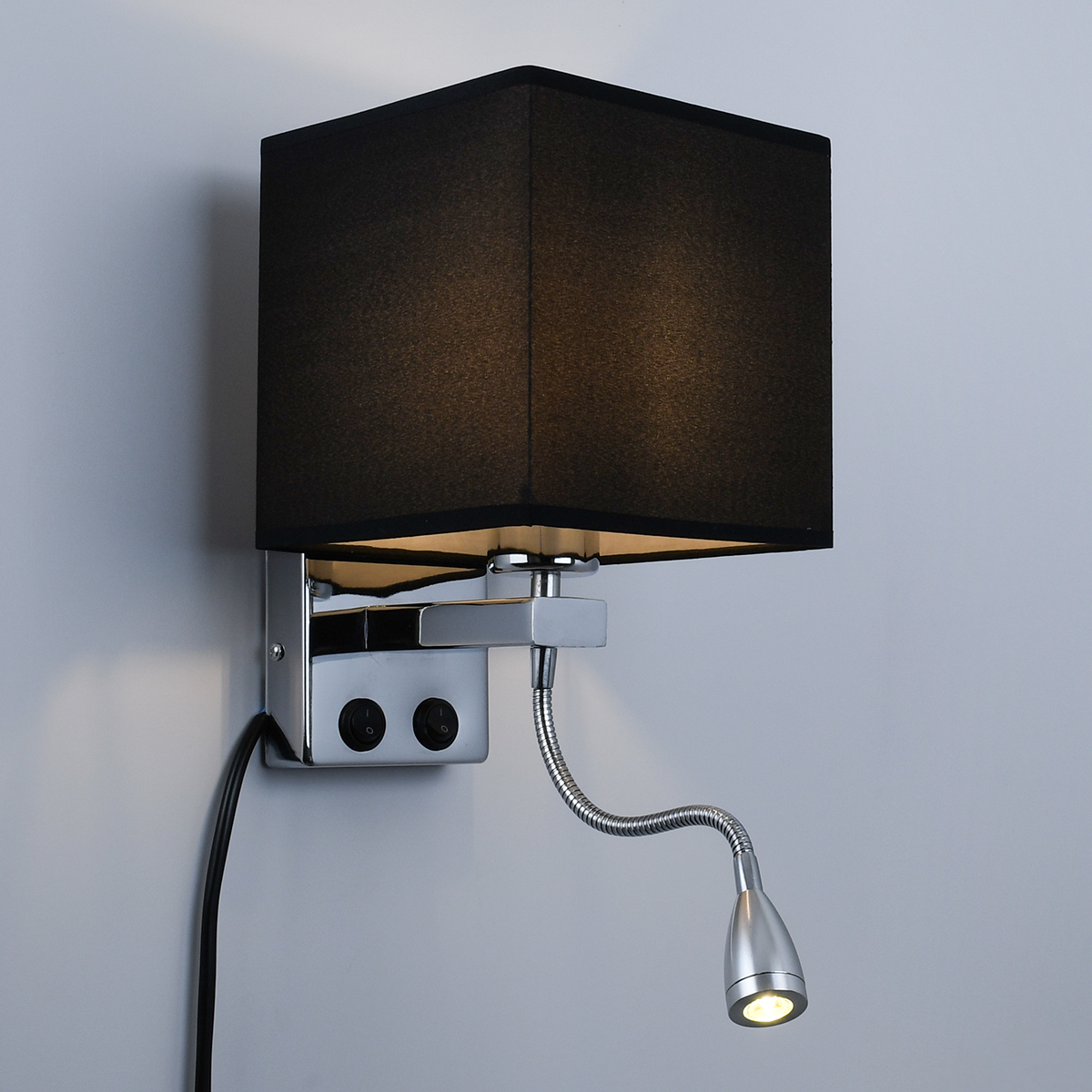 LEDTM® ELEGANT 01494 Μοντέρνο Φωτιστικό Τοίχου - Απλίκα Ξενοδοχείου Reading Light με Ντουί 1 x E27 LED 3W 270lm 36° AC 220-240V IP20 Θερμό Λευκό 2700K - CREE XPE Chip - Ασημί & Μαύρο - Μ17 x Π21 x Υ43cm - 2 Χρόνια Εγγύηση - Image 3
