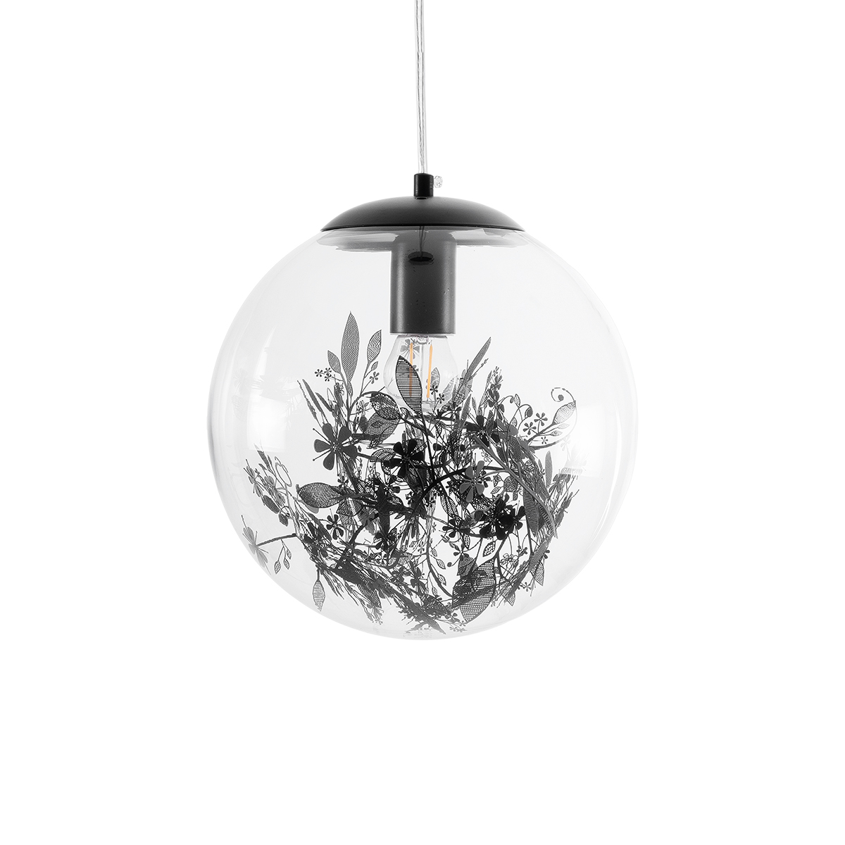 LEDTM® HARPER 01512 Μοντέρνο Κρεμαστό Φωτιστικό Οροφής με Ντουί 1 x E27 AC 220-240V IP20 - Διάφανο & Μαύρο - Μ25 x Π25 x Υ30cm - Image 5