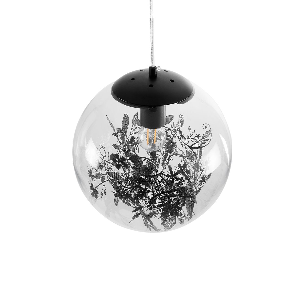 LEDTM® HARPER 01512 Μοντέρνο Κρεμαστό Φωτιστικό Οροφής με Ντουί 1 x E27 AC 220-240V IP20 - Διάφανο & Μαύρο - Μ25 x Π25 x Υ30cm - Image 7