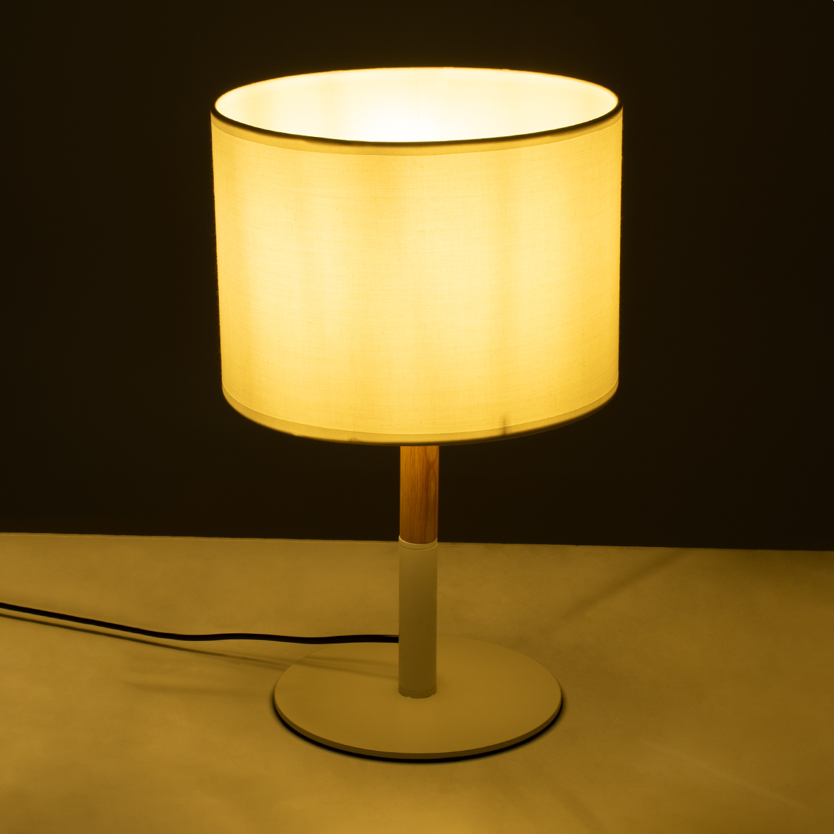 LEDTM® BRONX 01520 Μοντέρνο Επιτραπέζιο Φωτιστικό Πορτατίφ με Ντουί 1 x E27 AC 220-240V IP20 - Λευκό & Μπεζ - Μ25 x Π25 x Υ40cm - Image 3
