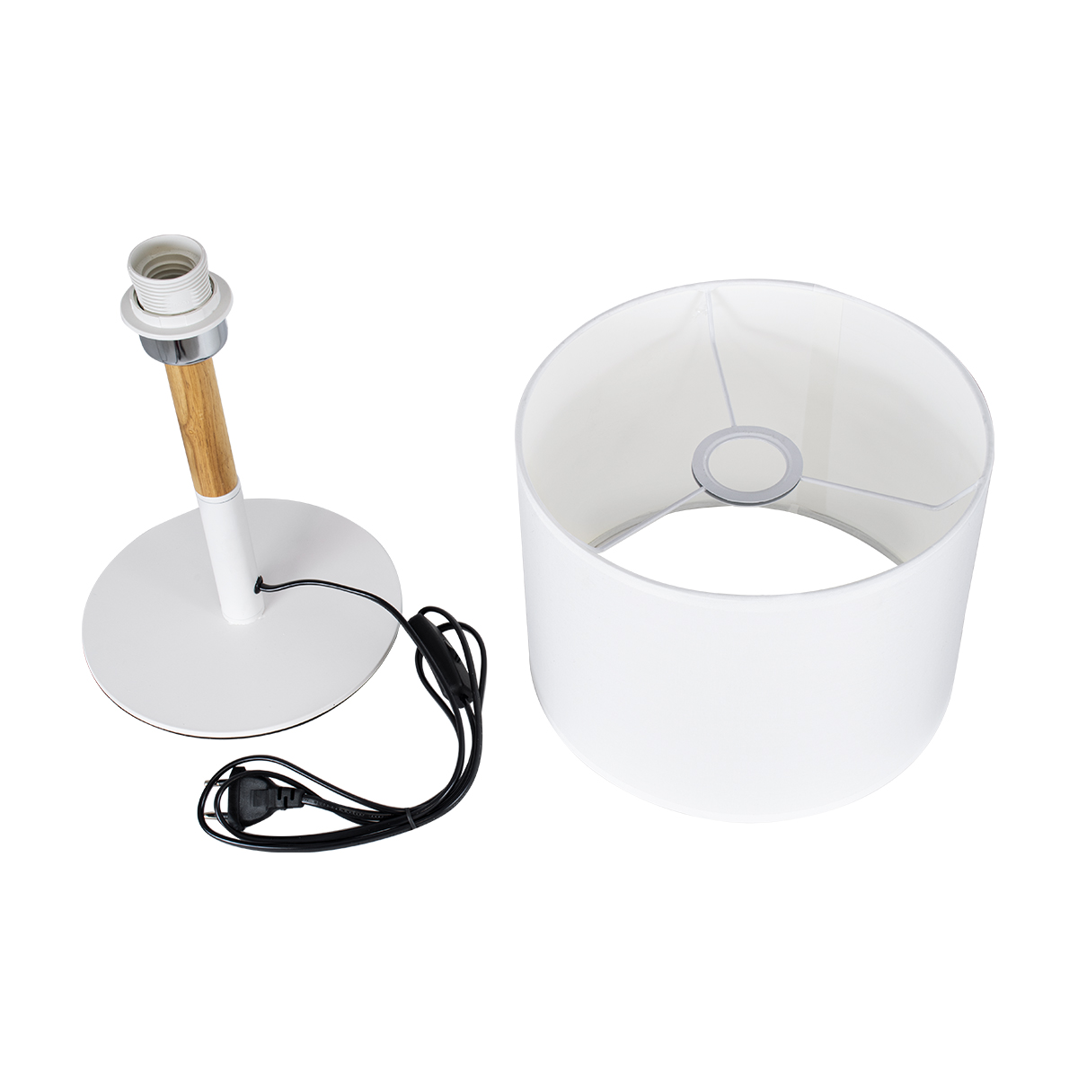 LEDTM® BRONX 01520 Μοντέρνο Επιτραπέζιο Φωτιστικό Πορτατίφ με Ντουί 1 x E27 AC 220-240V IP20 - Λευκό & Μπεζ - Μ25 x Π25 x Υ40cm - Image 9