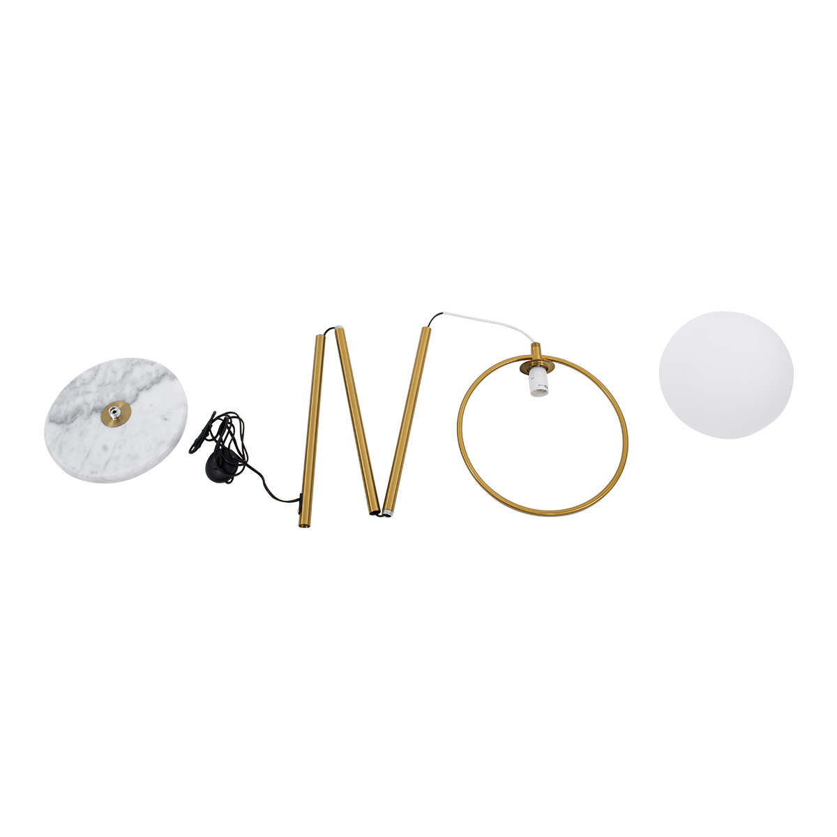 LEDTM® VERSAILLES 01543 Μοντέρνο Επιδαπέδιο Φωτιστικό με Ντουί 1 x E27 AC 220-240V IP20 - Χρυσό & Λευκό - Μ35 x Π35 x Υ170cm - Image 7