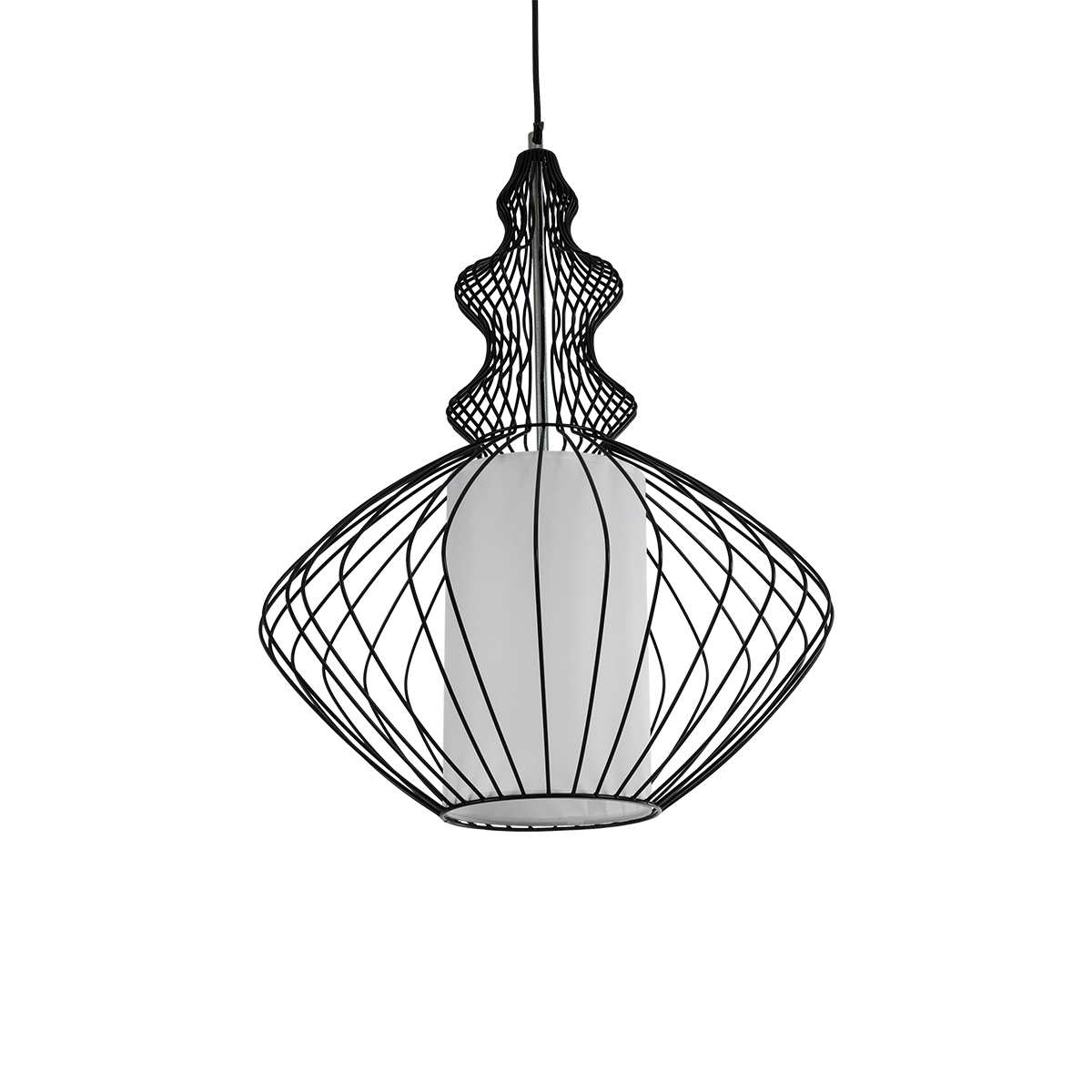 LEDTM® LILY 01558 Vintage Κρεμαστό Φωτιστικό Οροφής με Ντουί 1 x E27 AC 220-240V IP20 - Μαύρο & Λευκό - Μ43 x Π43 x Υ55cm - Image 2