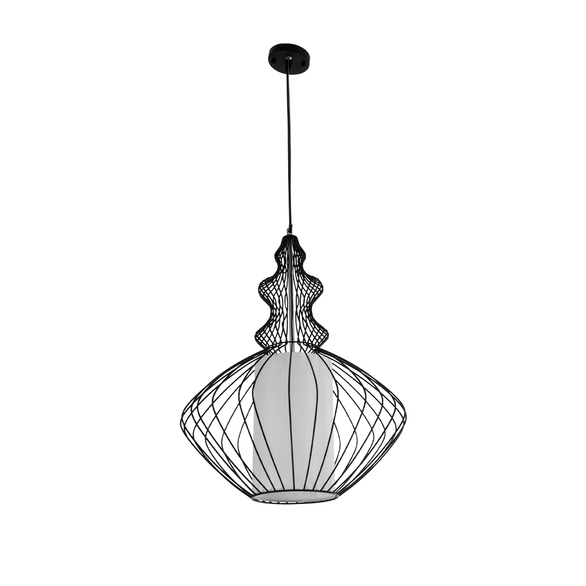 LEDTM® LILY 01558 Vintage Κρεμαστό Φωτιστικό Οροφής με Ντουί 1 x E27 AC 220-240V IP20 - Μαύρο & Λευκό - Μ43 x Π43 x Υ55cm - Image 4