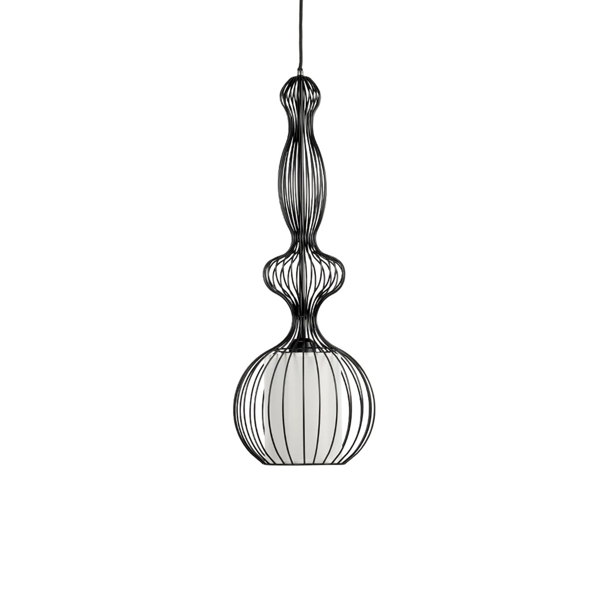 LEDTM® LILY 01560 Vintage Κρεμαστό Φωτιστικό Οροφής με Ντουί 1 x E27 AC 220-240V IP20 - Μαύρο & Λευκό - Μ23,5 x Π23,5 x Υ67cm - Image 4